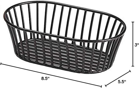 G.E.T. 4-31892 Black 8.5" x 5.5" Stackable Tuscan-Style Oblong Wire Basket Iron Powder Coated Wire Baskets Collection...