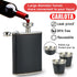 Hip Flask Gift Set, Hip Flasks for Liquor for Men with Black Leather Cover, 8 Oz Hip Flask Set, 18/8 Stainless Steel Hip Flasks for Liquor with 2 ...
