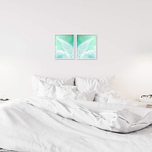 Brooke & Vine Angel Wings Girls Bedroom Wall Decor Art Prints -(UNFRAMED 8 x 10)- Inspirational Christian Religious Kids Baby Girl Nursery Tween W...