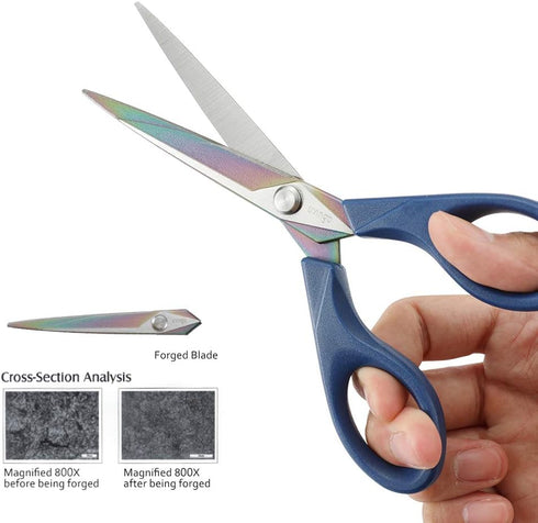 LIVINGO Scissors 7 Inch All Purpose Titanium Scissors Bulk 2 Pack, Left/Right Handed, Forged Stainless Steel Sharp Blade Shears Multipurpose for H...