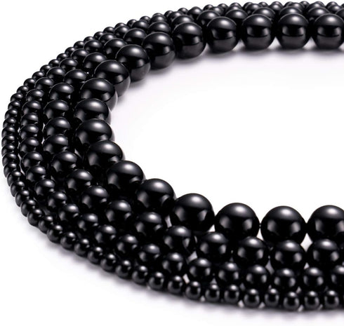 Natural Black Onyx Stone Round Loose Semi Gemstone Beads for Jewelry Making 10MM 38PCS...