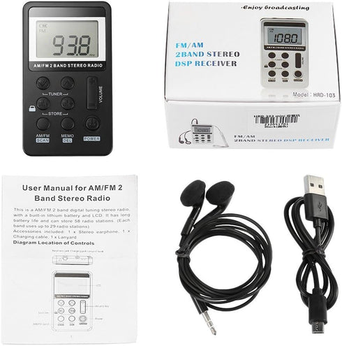 AM FM Radio,Mini Portable Pocket Radio Receiver with Earphone,Rechargeable Battery for Walk/Jogging/Gym/Camping (Black)......