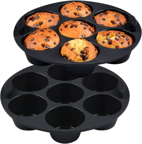 Silicone Muffin Pan for Air Fryer,Oven,Instant Pot 8.4inch Reusable BPA Free Silicone Baking Molds 2-Pack...