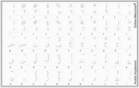 Arabic Keyboard Stickers Transparent Background White Letters for PC Computer Laptop Keyboards...