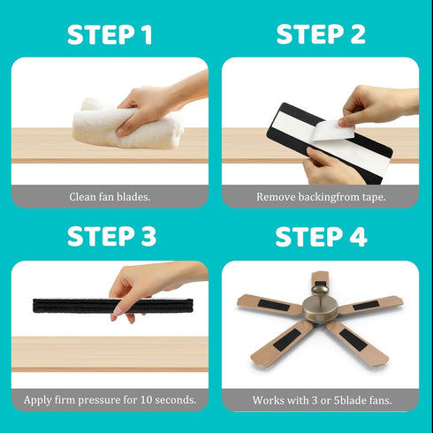 Ceiling Fan Filters | Activated Coconut Filters | Easy-Stick Universal Ceiling Fan Air Filters | Eliminate Odors, Dust, and Pollutants | Easy Inst...