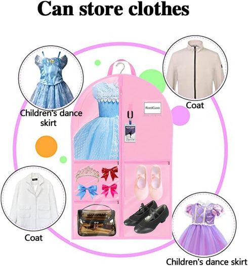 Dance Garment Bags with Accessory Pockets 40" Girls Dance Costume Garment Bag Girls Hanging Clothes Storage Cover For Dancers Travel Storage...