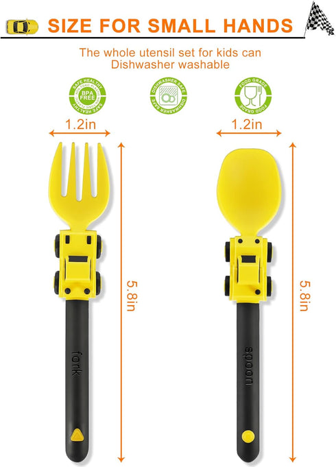 Construction Toddler Utensils - Toddler Forks and Spoons - Kids Spoon and Fork Set - Suitable for Kids Utensils - Baby Utensils, Portable Utensils...