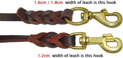 Leather Dog Leash - Training & Walking Braided Dog Leash - 5 ft by 1/2 in (160cm 1.2cm) - Latigo Leather Brown...