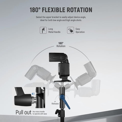 NEEWER Camera Flash Bracket H-Type Mount with Umbrella Softbox Holder, 180° Swivel Adjustable Metal Light Stand Adapter with 1/4" to 3/8" Screw Ad...