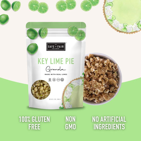 Safe + Fair Key Lime Pie Granola - Gluten-Free, Dairy Free and Vegan Breakfast, Snack or Dessert - Free From Top 9 Allergens, Trans Fat and Artifi...