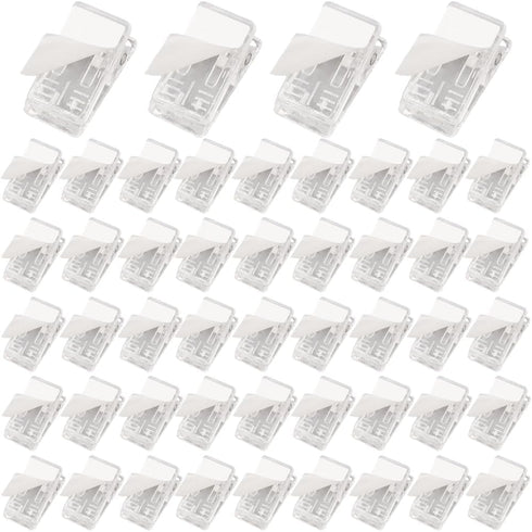 50Pcs Self Adhesive Clips, Plastic Sticky Clips Spring Clips, Photo Clips Clear Wall Tapestry Clips for Posters Photos Paper Document, Clear...