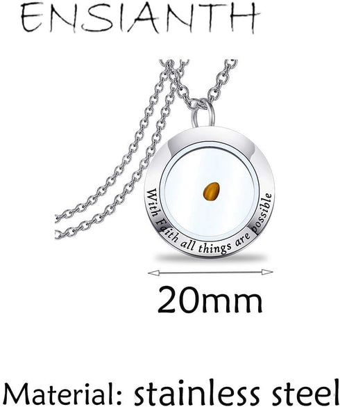 ENSIANTH Faith Jewelry with Faith All Things are Possible Mustard Seed Pendant Mustard Seed Necklace for Women Girls...