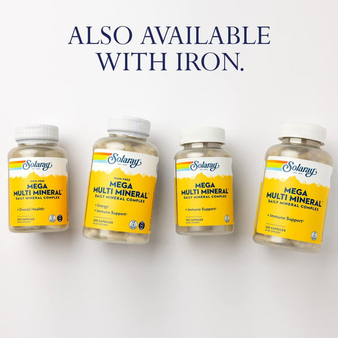 Solaray Mega Multi Mineral No Iron, Vitamin Capsules (076280045147) (200 Capsules, 50 Servings)...