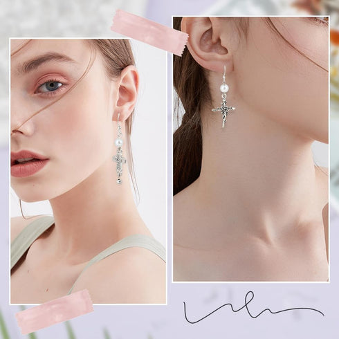 SUNNYCLUE 1 Box 300Pcs Silver Earring Hooks French Hook Earring Wires & 300Pcs Jump Rings & 300Pcs Ear Backs Brass Earwires Fish Hook Earring Find...