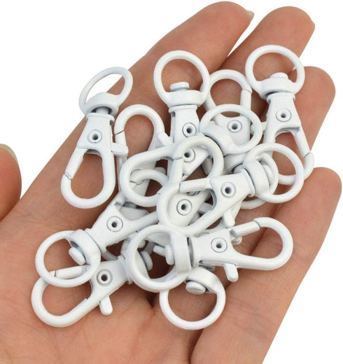 50 pcs Swivel Clasps Lanyard Snap Hook,cnomg Metal Swivel Lanyard Snap Hook Lobster Claw Clasp (White)...