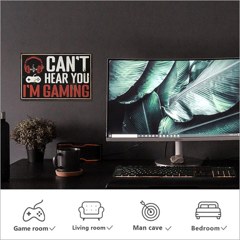 Putuo Decor Game Room Decor, Funny Wall Decor for Man Cave, Bedroom, Teen Room, Gift for Gamer, Boys, Girls, 12x8 Inches Aluminum Metal Sign (Can'...