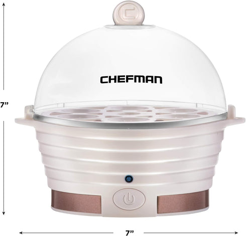 Chefman Electric Egg Cooker Boiler, Rapid Poacher, Food & Vegetable Steamer, Quickly Makes Up To 6, Hard, Medium or Soft Boiled, Poaching/Omelet T...