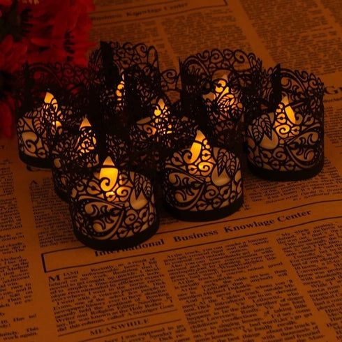 50 Pack Flameless Tea Light Candle Holder Set for LED Tealight Candles (Not Included) ?Balck?...