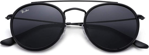 Pro Acme Double Bridge Round Sunglasses for Women Men 100% Crystal Real Glass Lens Retro UV400 Protection...
