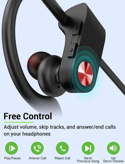 Stiive Bluetooth Headphones, 5.3 Wireless Sports Earbuds IPX7 Waterproof with Mic, Stereo Sweatproof in-Ear Earphones, Noise Cancelling Headsets f...