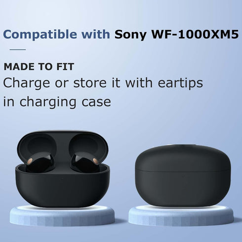 Silicone Replacement Ear Tips Compatible with Sony WF-1000XM5 Wireless Earbuds,Clean Kit with 2 Soft Brush and 1 Cleaning Putty, Anti-Slip Eartips...