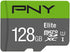 PNY 128GB Elite Class 10 U1 microSDXC Flash Memory Card - 100MB/s, Class 10, U1, Full HD, UHS-I, Micro SD...