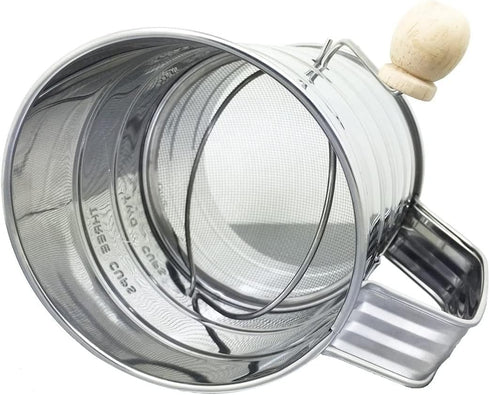 Stainless Steel 3 Cups Flour Sifter for baking | Rotary Hand Crank Powdered sugar shaker and flour duster|...