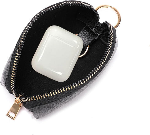 Earphone Case Airpods 1st 2nd Generation Cover Earbuds Cable Organizer Key Lipstick Pocket Money Charger Gadget Storage Small Bag Orange PU with Z...