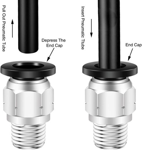 PC 1/4" Od x 1/4" NPT Thread Push to Connect Pneumatic Tube Fitting Male Straight Union Fittings Push Fit Connector Quick Release Air Fittings 5Pa...