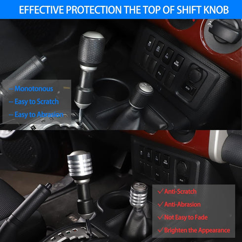 Suitable for Toyota FJ Cruiser 2007-2021 Gear Shifter Head Cover, Aluminum Alloy Gear Shift Knob Cover Interior Gear Shifter Head Decoration Prote...