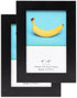 TheDisplayGuys - Square Profile Wooden Picture Frame with Tempered Glass - 4" x 6" with Easel - 2-Pack - Black...