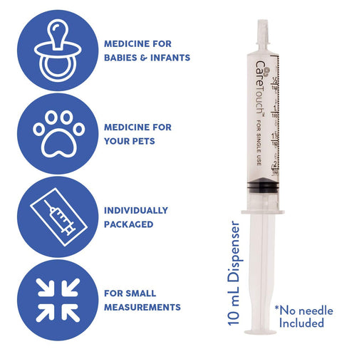 Care Touch Oral Syringe - Syringes with Covers by Care Touch - Medicine Syringes for Children 10ml - Great for Oral Medicine and Home Care, 10 Ml,...