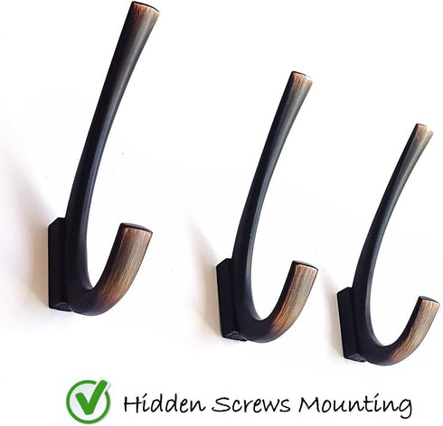 Ambipolar Premium Design Commander Heavy Duty Big Double Hooks Hidden Screws. Entryway Coat Hooks, Scarf and Jacket Hangers.Perfect Bath Towel Hea...