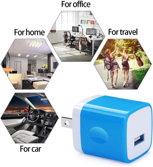 Charging Block Plug, 1A/5V 3-Pack USB Wall Charger Power Adapter Cube Brick Head Box for iPhone 15/14/13/12/11 Pro Max,15/14/13/12/11/Xs/XR/X/8/7/...