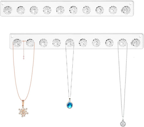 Zreal Necklace Holder, Acrylic Necklace Hanger, Wall Jewelry Organizer with 10 Jewelry Hooks in Seashell Shape (2-pack Clear)...