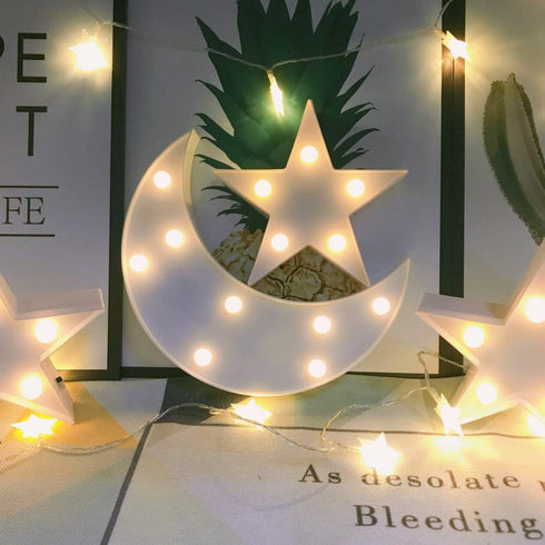 QiaoFei Decorative Moon-Star Night Light,Cute LED Nursery Night Lamp Gift-Marquee Moon-Star Sign for Birthday Party,Baby Shower,Kids Room, Living ...