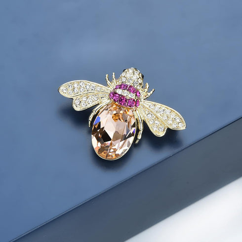 Lovely Crystal Bumble Honey Bee Insect Brooch Pins Collar Pin Lapel Pin Costume Jewelry for Women...