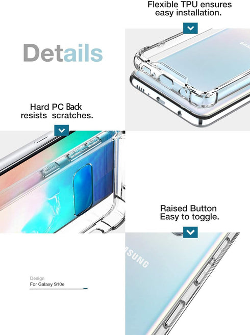 KIOMY Clear Case for Samsung Galaxy S10E, Shockproof Bumper Protective Cover with Airbags Corners Hybrid Design Hard PC Back with Flexible TPU Fra...