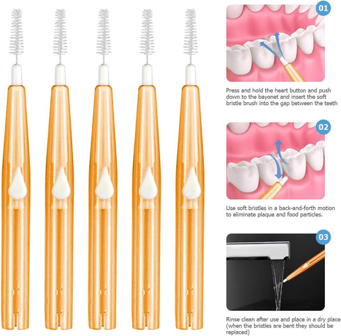 60PCS Soft Toothpick Refill Interdental Brush Push-Pull Type Tooth Cleaning Tool Tooth Flossing Head Oral Dental Hygiene Brush for Braces...