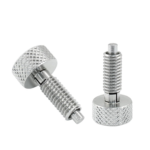 2 Pack Hand Retractable Spring Plunger M6 Type Quick Release Pins Rolling Toolbox Knurled Handle Stainless Steel Spring Pin(Silver)...
