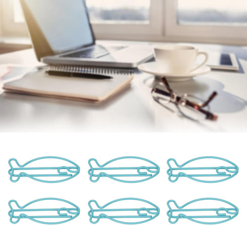 Jeanoko 100pcs Shaped Paper Clips Fish Shape Metal Paper Clips Portable Office Clips for File Classification Document Organizing...