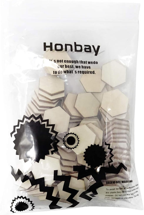 Honbay 100PCS 25mm/1Inch Hexagon Unfinished Craft Wood...