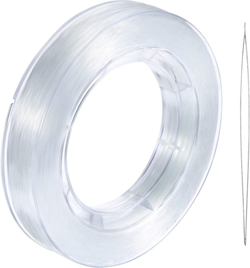 Tatuo 200 m Clear Nylon Invisible Thread String for Hanging Christmas Ornaments, Bracelet Making, Sew Hobby, Clear Beading Thread with Bead Needle...