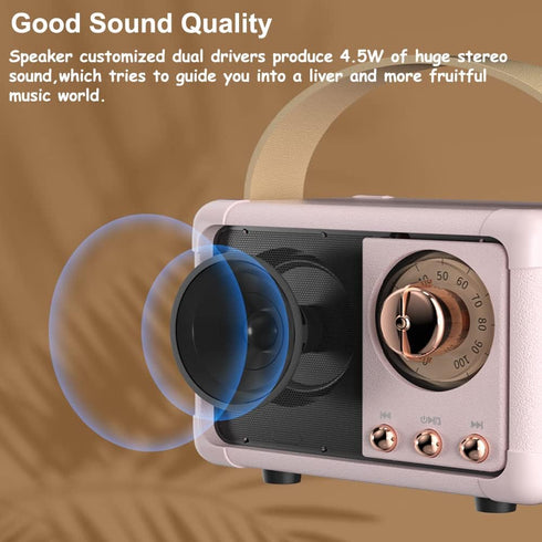 Retro Bluetooth Speaker Wireless Mini Speaker,Bluetooth Speaker with Crystal Clear Stereo Sound Rich Bass,Portable Bluetooth Speaker for iPhone,An...