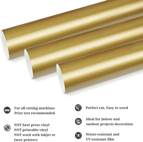 TECKWRAP Gold Adhesive Vinyl Glossy Gold Vinyl Wrap Matte Gold Vinyl Permanent 12" x 10ft, Glossy Gold...