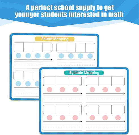 Phonemic Awareness Dry Erase Board,9" x 12" Double Sided Syllable Small Whiteboard,Speech Games, Letter Sound,Science Reading Manipulative,Prescho...