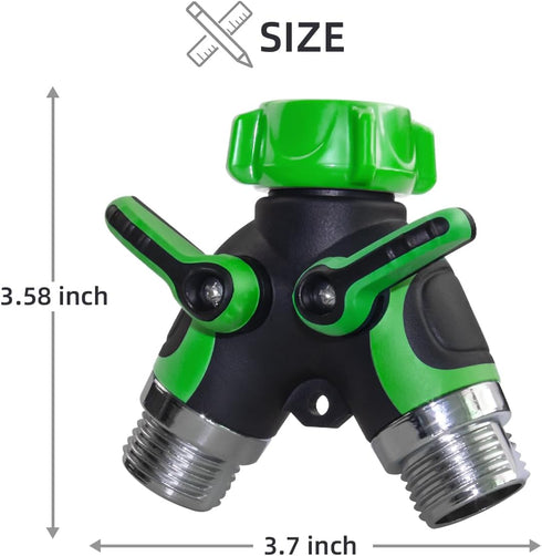 Hose Splitter, 2 Way Heavy Duty Garden Faucet,Garden Y Hose Connector Metal Body,Garden Hose y Splitter for Outdoor and Indoor Use (2, Green, 3.58...