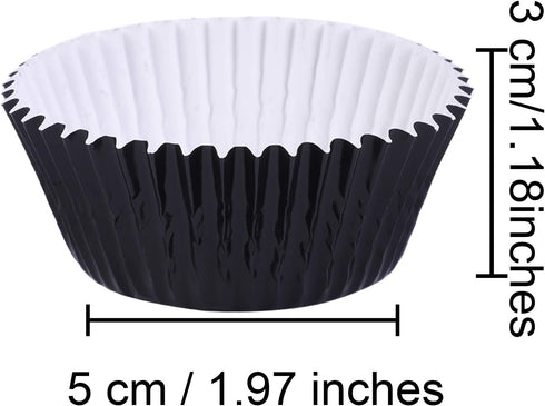 URATOT 100 Pieces Foil Metallic Cupcake Liners Muffin Wrappers Foil Baking Cups Muffin Paper Cases, Black...