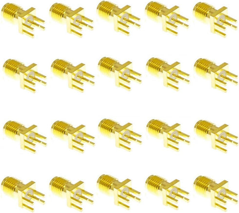 20PCS SMA Female PCB Panel Edge Mount Plug with 4 Pins Stand Straight Connector RF Coax Coaxial Adapter...