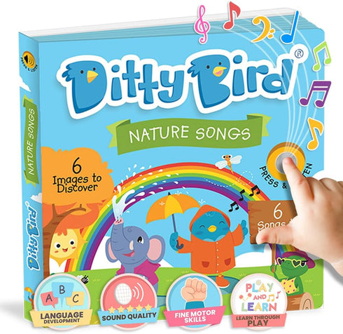 DITTY BIRD Musical Books for Toddlers | Fun Children's Nursery Rhyme Book | Rain, Rain, Go Away Book with Sound | Interactive Toddler Books for 1 ...